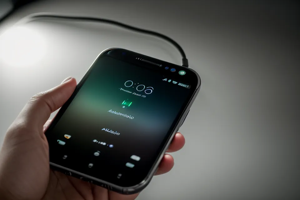 Smartphone-Display zeigt eine Audio-App mit Wellenform in einer entspannten Umgebung.