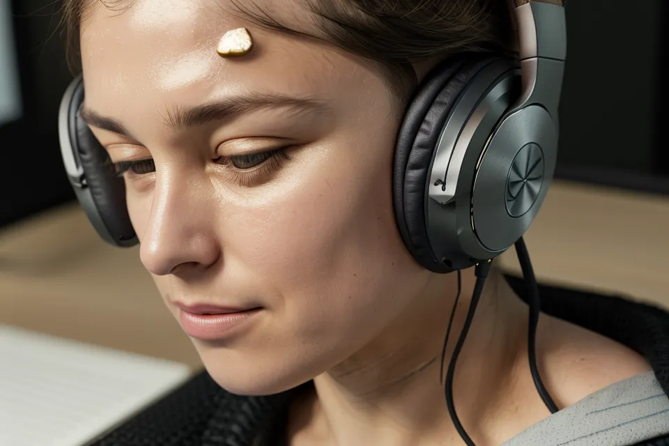 Makroaufnahme eines Ohrpolsters, das die akustische Isolation beim Noise Cancelling zeigt