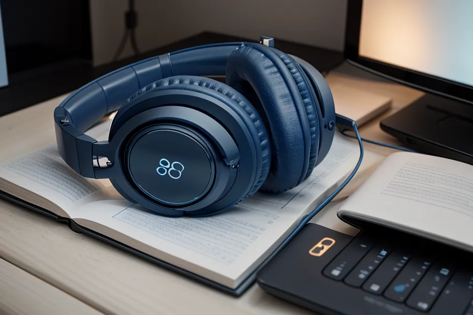 Kopfhörerständer mit drei Modellen für binaurale Beats und Subliminals im Frequenz-Experiment