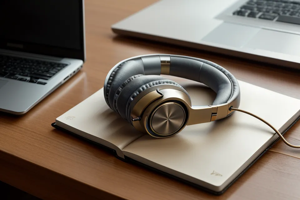 Laptop mit zwei Audiospuren – Subliminals und binaurale Beats vor dem Zusammenmischen