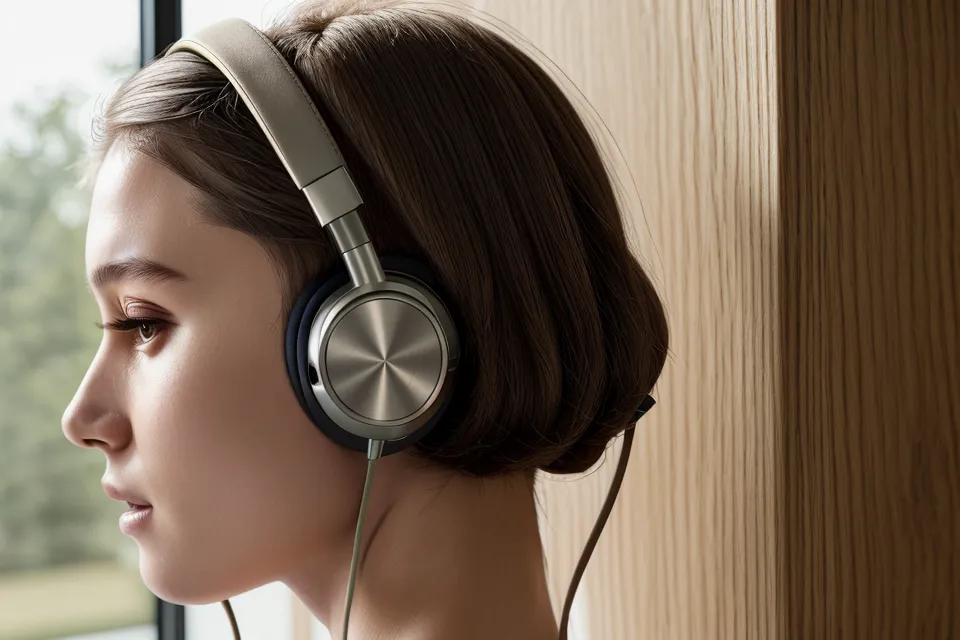 Offene Studio-Kopfhörer für binaurale Beats Sessions auf einem Holztisch, im Hintergrund Frequenz-Software am Bildschirm