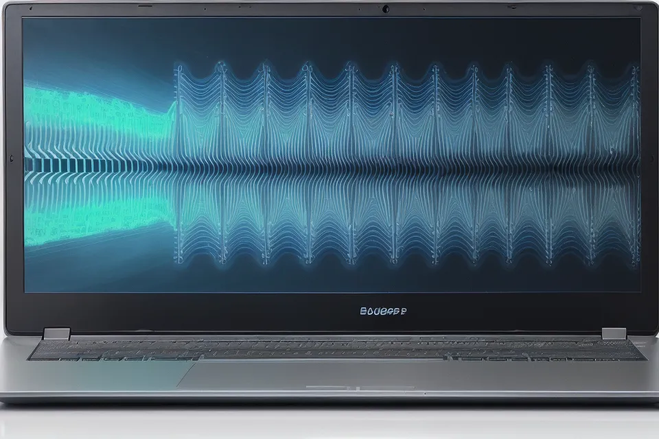 Technische Visualisierung von binauralen Beats und isochronischen Tönen auf einem Bildschirm.