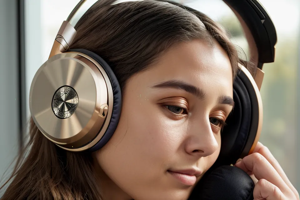 Nahaufnahme einer Hand, die Kopfhörer für binaurale Beats gegen innere Unruhe aufsetzt