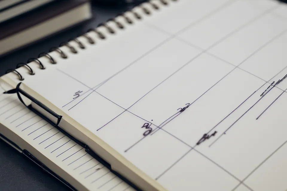 Handschriftliche Notizen zu verschiedenen Frequenzen und deren Wirkung auf die Konzentration.