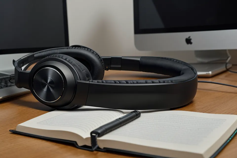 Rife Frequenzen bei Verdauungsproblemen: Over-Ear-Kopfhörer bereit für eine abendliche Hör-Session gegen Bauchprobleme