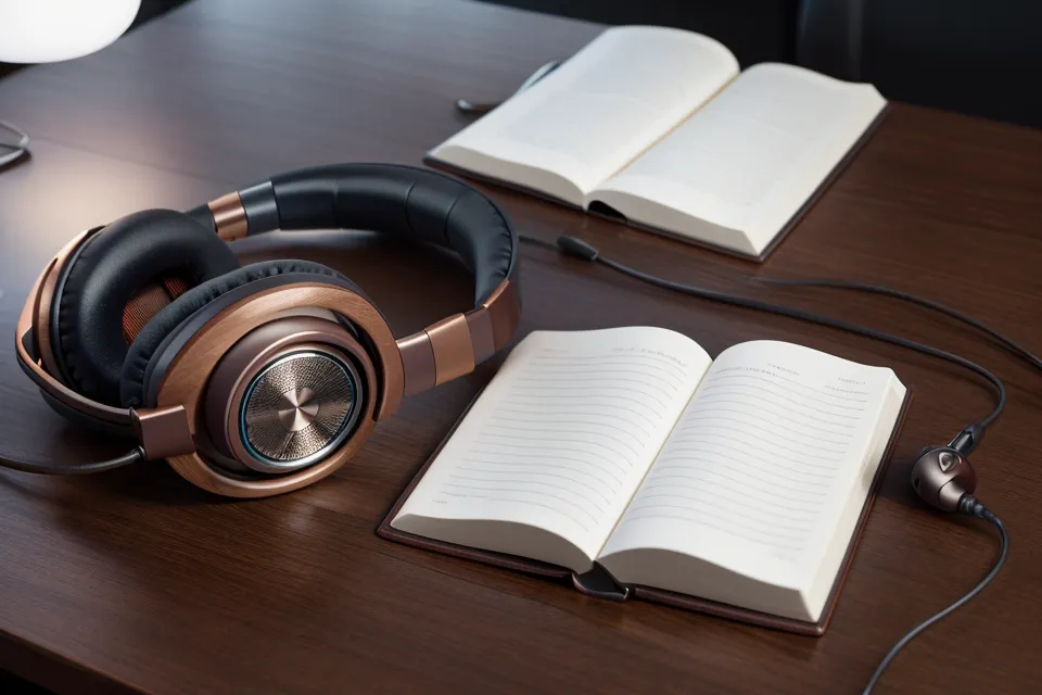 Drei Kopfhörer und eine Frequenz-App als Setup für den Binaurale-Beats-Fokus-Test im Homeoffice